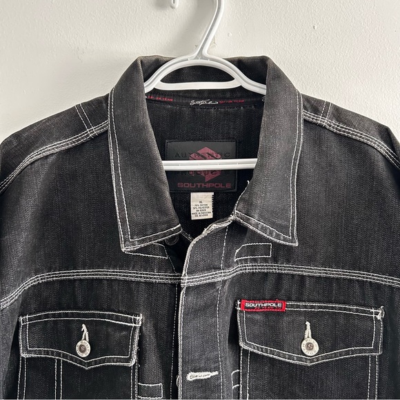 South Pole Black Denim Jacket Vintage Y2K baggy 90’s - Picture 2 of 9